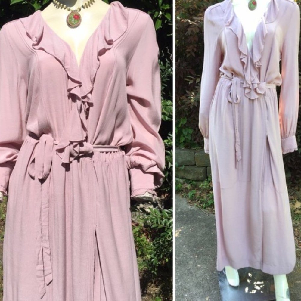 Free People Mauve/Blush Long Sleeve Ruffle Maxi